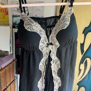 Apt. 9 Black and Cream Lace Babydoll tank Vintage Y2K